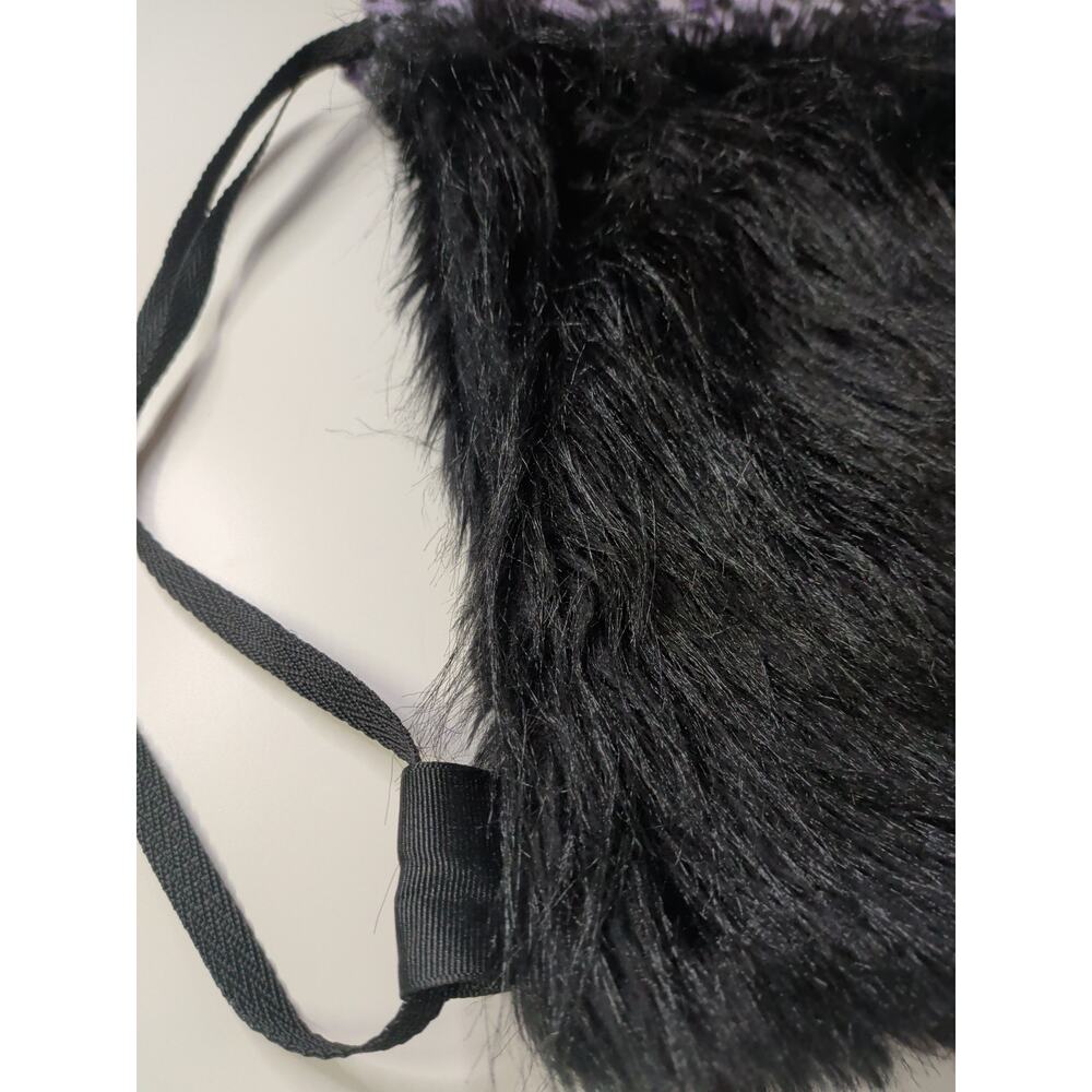 Vintage 90s Y2K Frangi Faux Fur & Purple Leopard Drawstring Backpack Bag - Picture 7 of 7